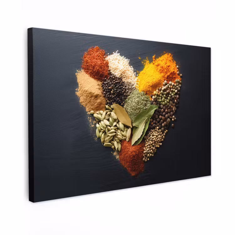 Canvas schilderij - Specerijen - Mix - Hartvorm - Zwart — 1