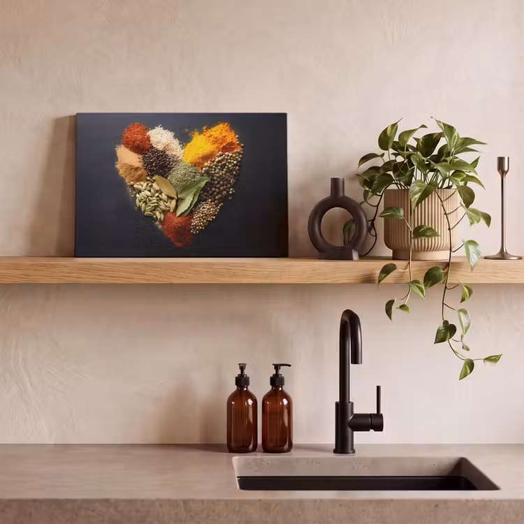 Canvas schilderij - Specerijen - Mix - Hartvorm - Zwart — 3