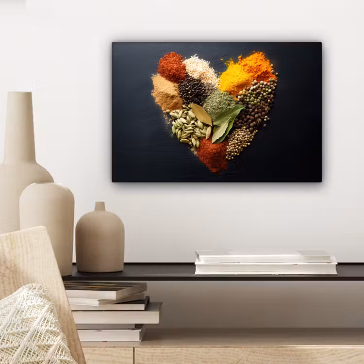 Canvas schilderij - Specerijen - Mix - Hartvorm - Zwart — 5