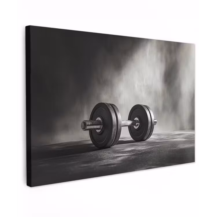 Canvas schilderij - Halter - Gewichten - Zwart — 1