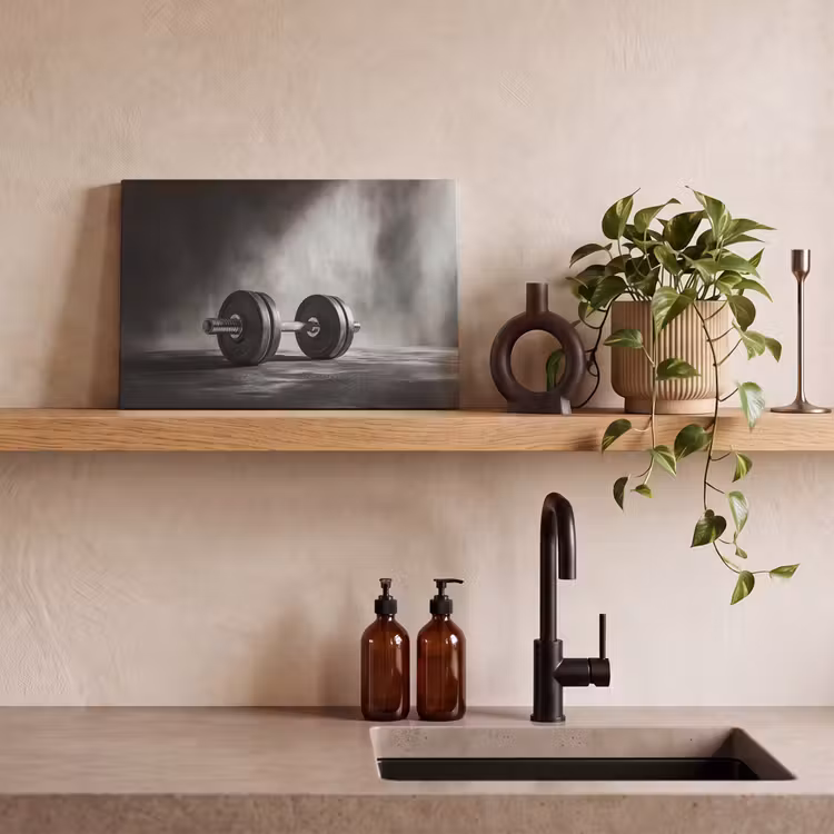 Canvas schilderij - Halter - Gewichten - Zwart — 3