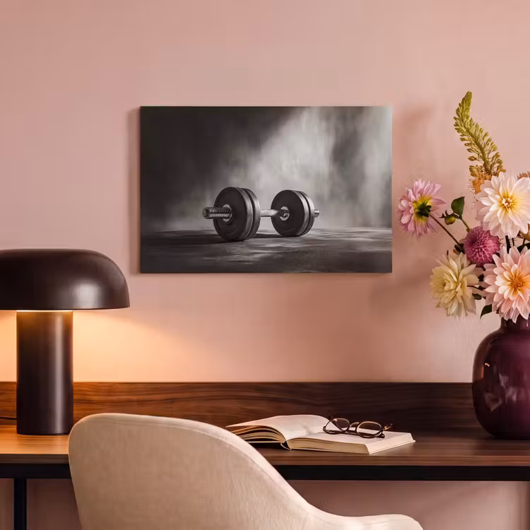 Canvas schilderij - Halter - Gewichten - Zwart — 4