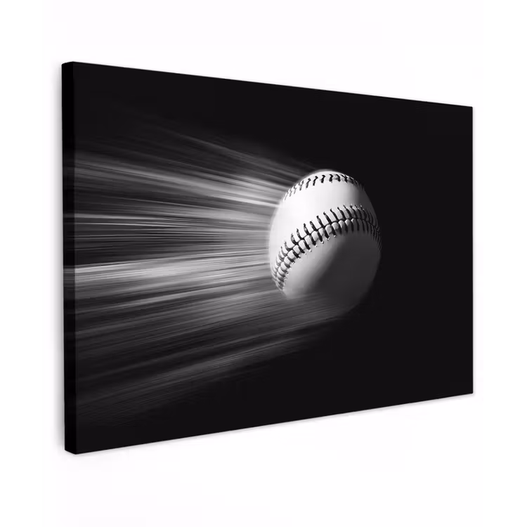 Canvas schilderij - Honkbal - Wit - Vliegt — 1