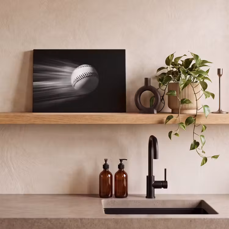 Canvas schilderij - Honkbal - Wit - Vliegt — 3