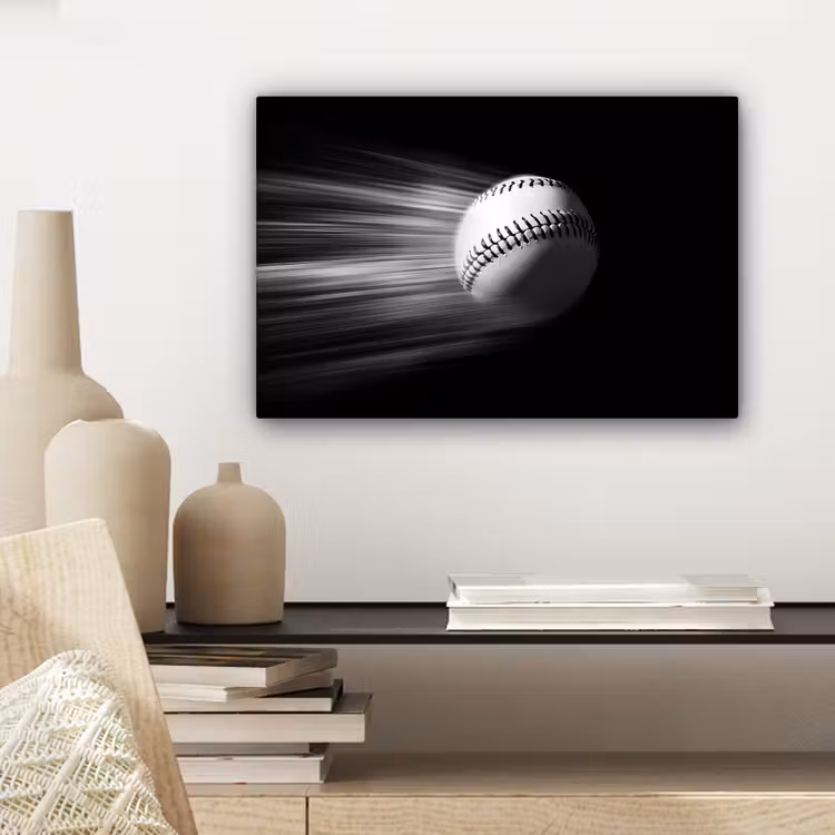 Canvas schilderij - Honkbal - Wit - Vliegt — 5