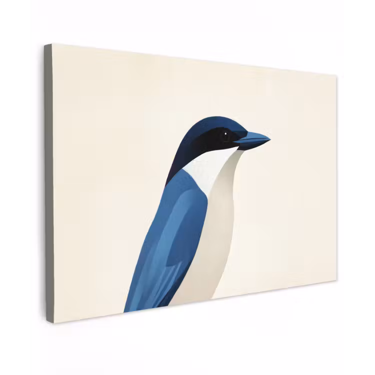 Canvas schilderij - Illustratie - Blauw - Vogel — 1