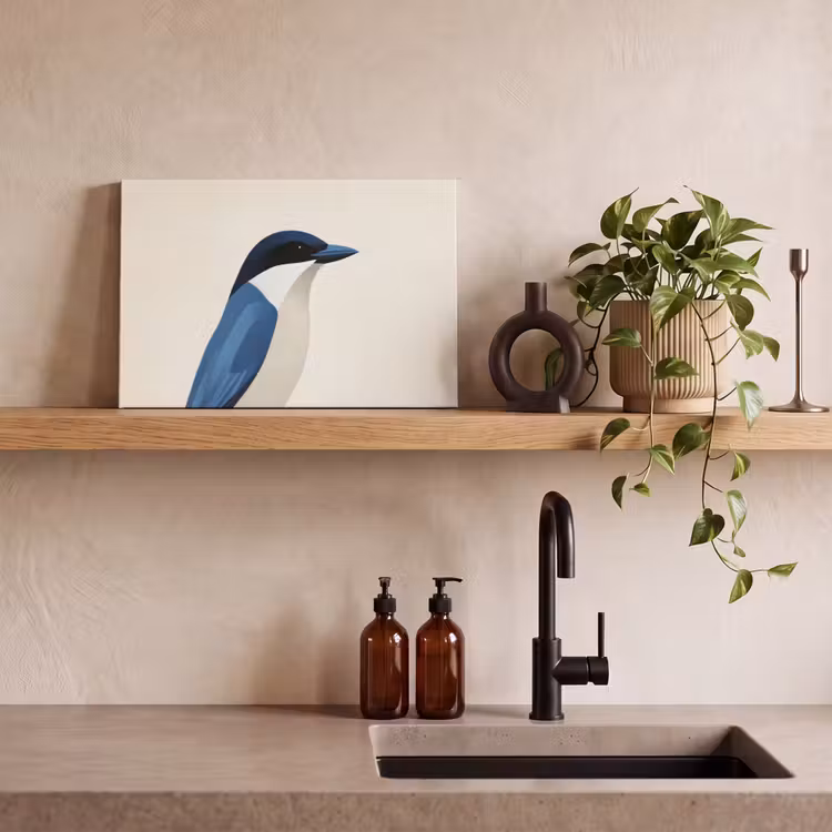 Canvas schilderij - Illustratie - Blauw - Vogel — 3