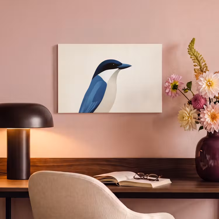Canvas schilderij - Illustratie - Blauw - Vogel — 4