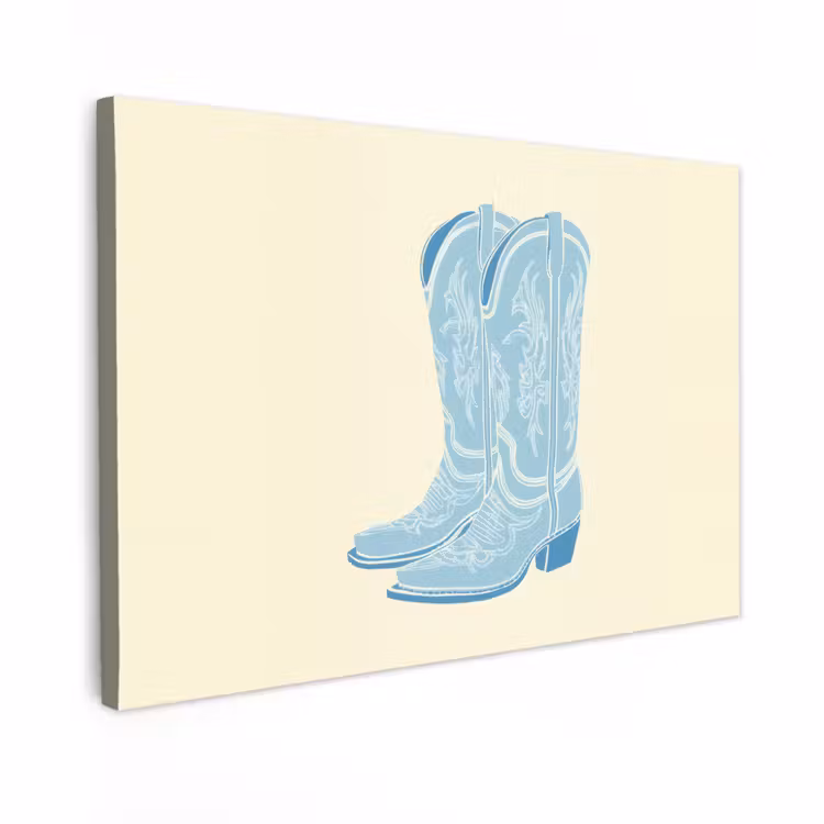 Canvas schilderij - Illustratie - Cowboylaarzen - Patroon — 1