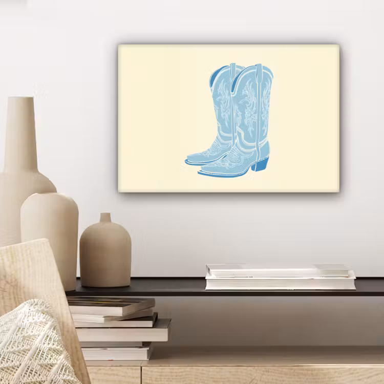 Canvas schilderij - Illustratie - Cowboylaarzen - Patroon — 5
