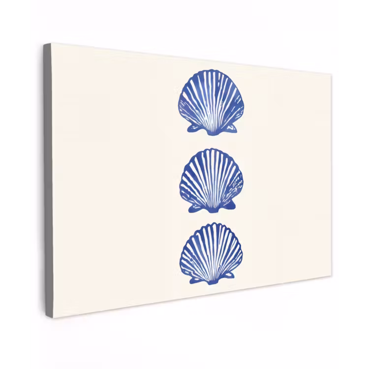 Canvas schilderij - Schelpen - Blauw - Patroon — 1