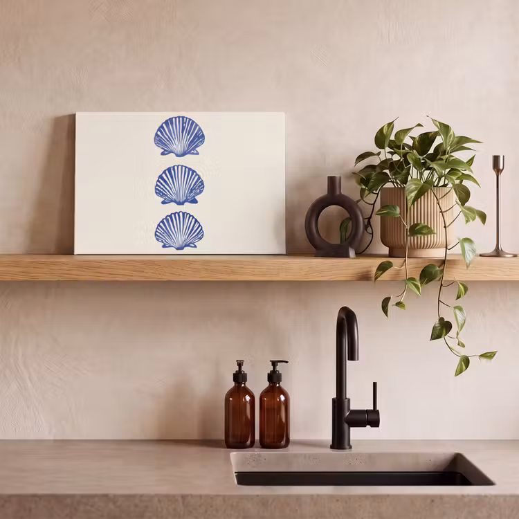 Canvas schilderij - Schelpen - Blauw - Patroon — 3