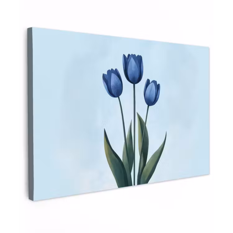 Canvas schilderij - Tulpen - Blauw - Bladeren — 1