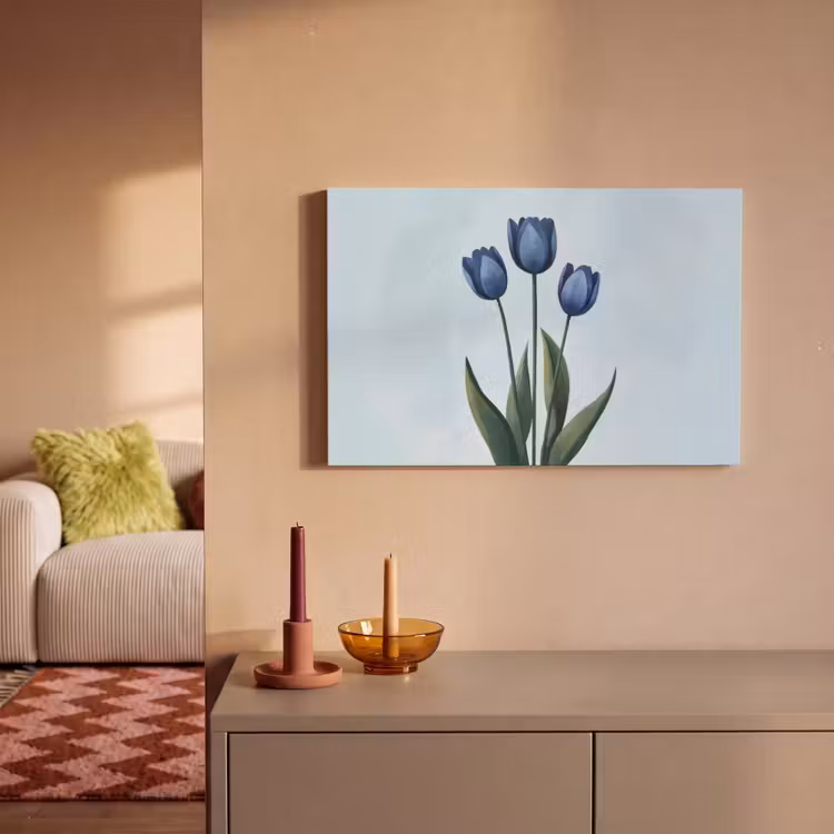 Canvas schilderij - Tulpen - Blauw - Bladeren — 2