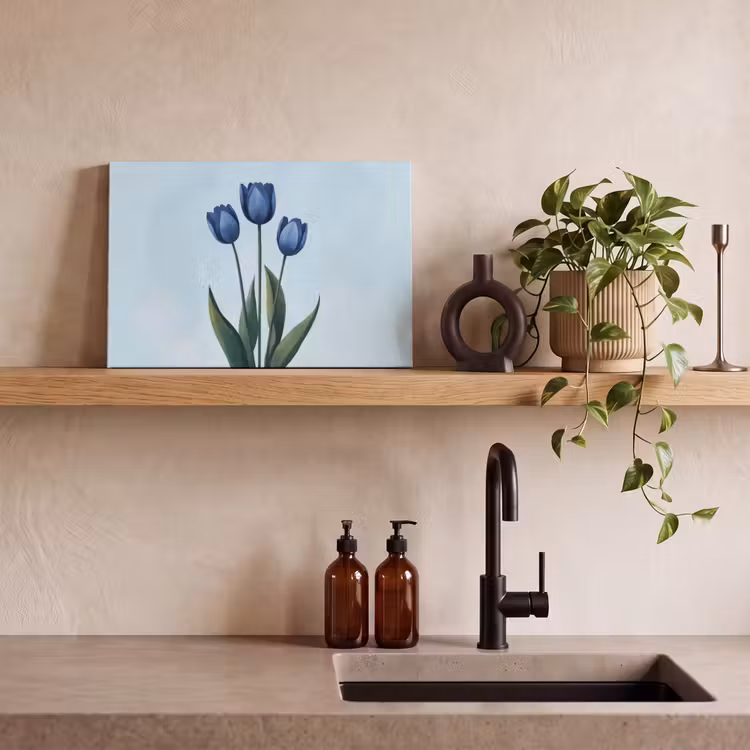 Canvas schilderij - Tulpen - Blauw - Bladeren — 3