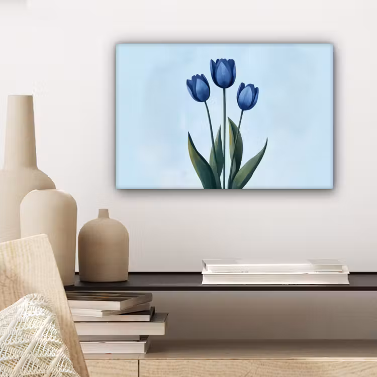 Canvas schilderij - Tulpen - Blauw - Bladeren — 5