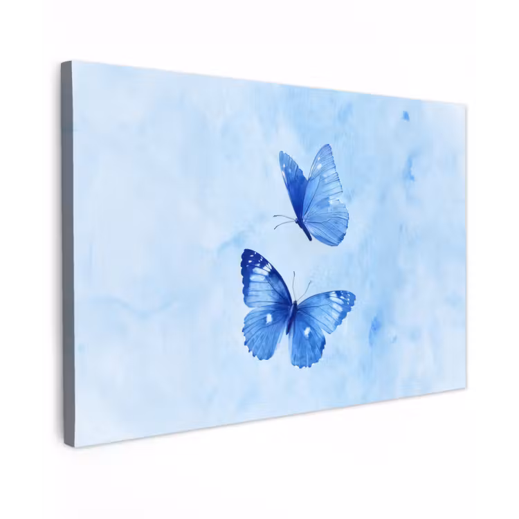 Canvas schilderij - Vlinders - Sierlijk - Blauw — 1