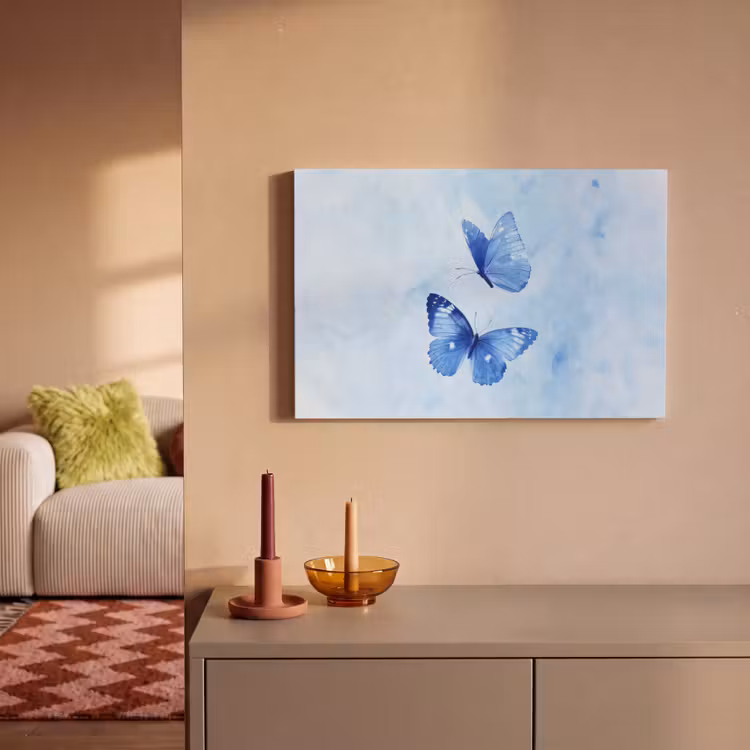 Canvas schilderij - Vlinders - Sierlijk - Blauw — 2