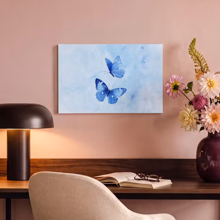 Canvas schilderij - Vlinders - Sierlijk - Blauw — 4