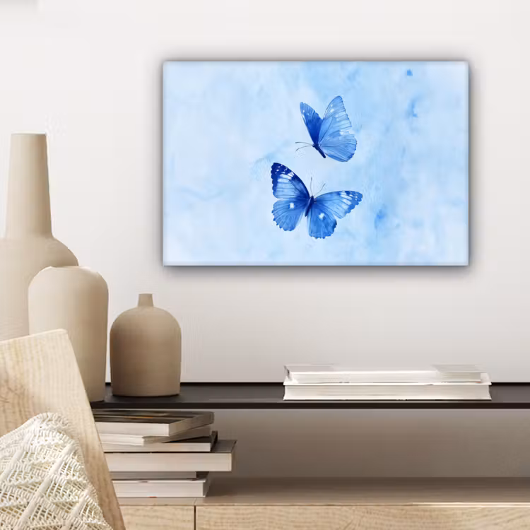 Canvas schilderij - Vlinders - Sierlijk - Blauw — 5