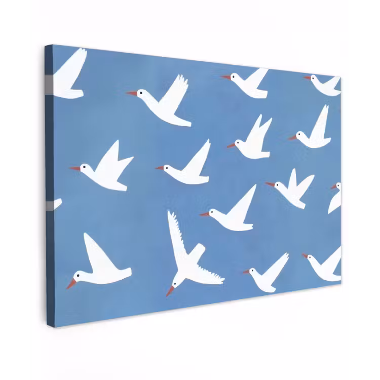 Canvas schilderij - Vogels - Wit - Patroon — 1