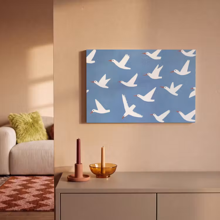 Canvas schilderij - Vogels - Wit - Patroon — 2