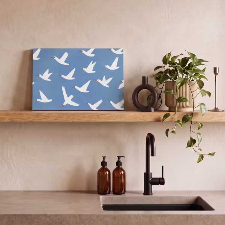 Canvas schilderij - Vogels - Wit - Patroon — 3