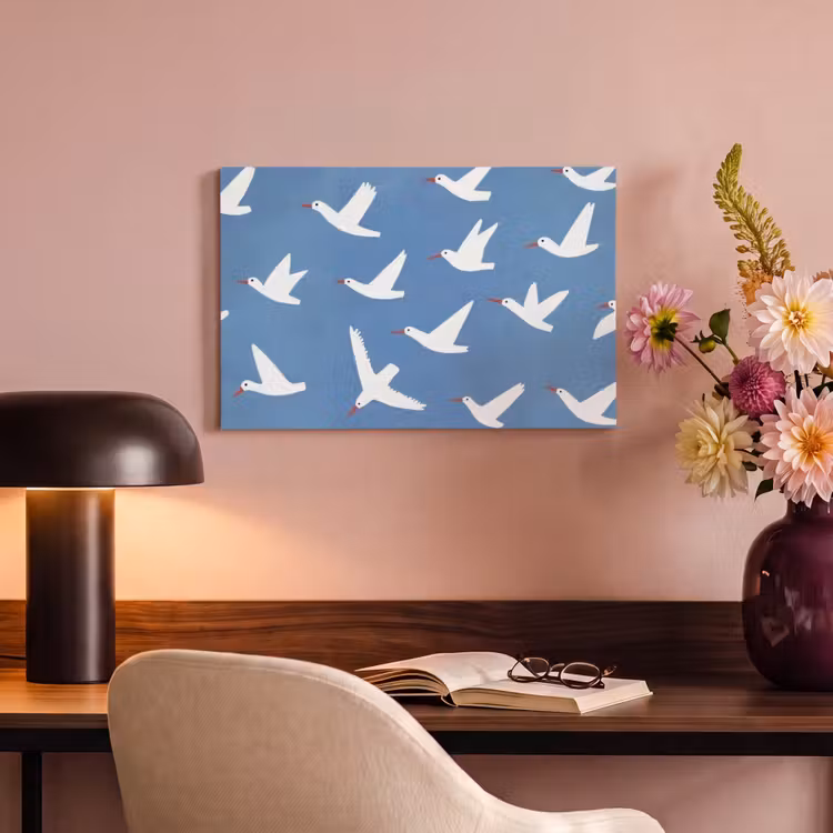 Canvas schilderij - Vogels - Wit - Patroon — 4