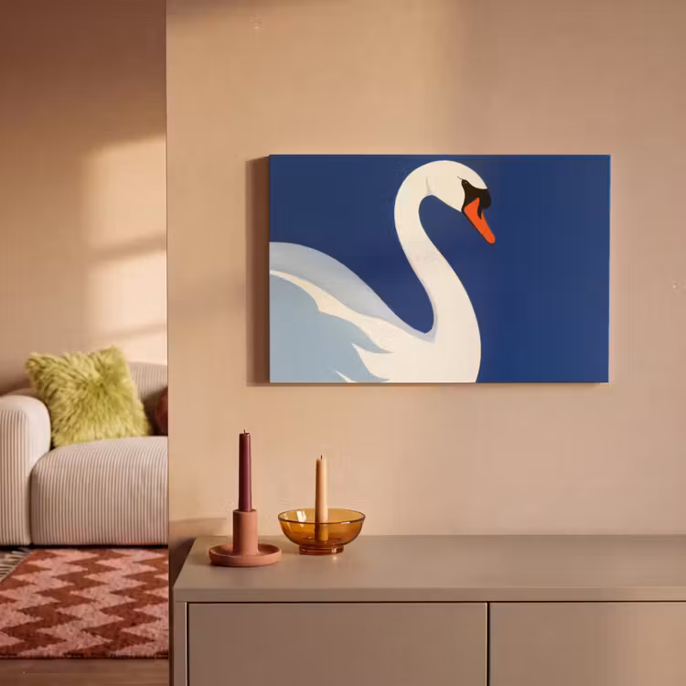 Canvas schilderij - Zwaan - Wit - Snavel - Illustratie — 2