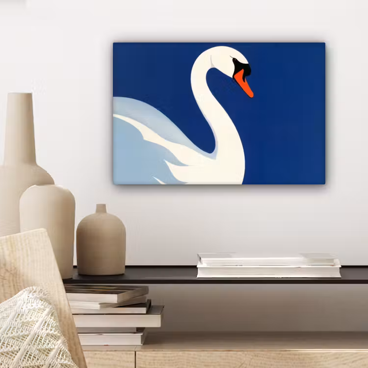 Canvas schilderij - Zwaan - Wit - Snavel - Illustratie — 5