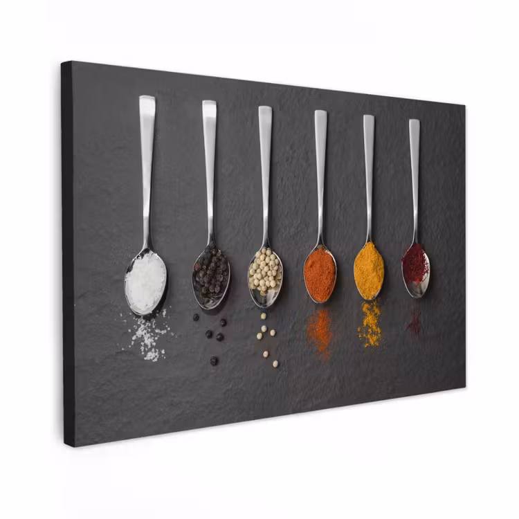 Canvas schilderij - Specerijen - Lepels - Tafel - Rustiek - Kruiden — 1