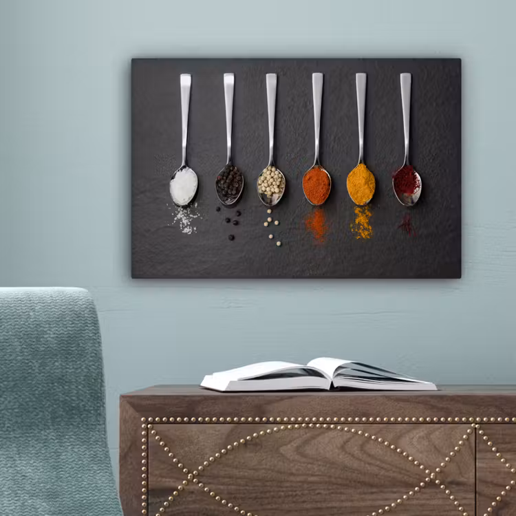 Canvas schilderij - Specerijen - Lepels - Tafel - Rustiek - Kruiden — 4
