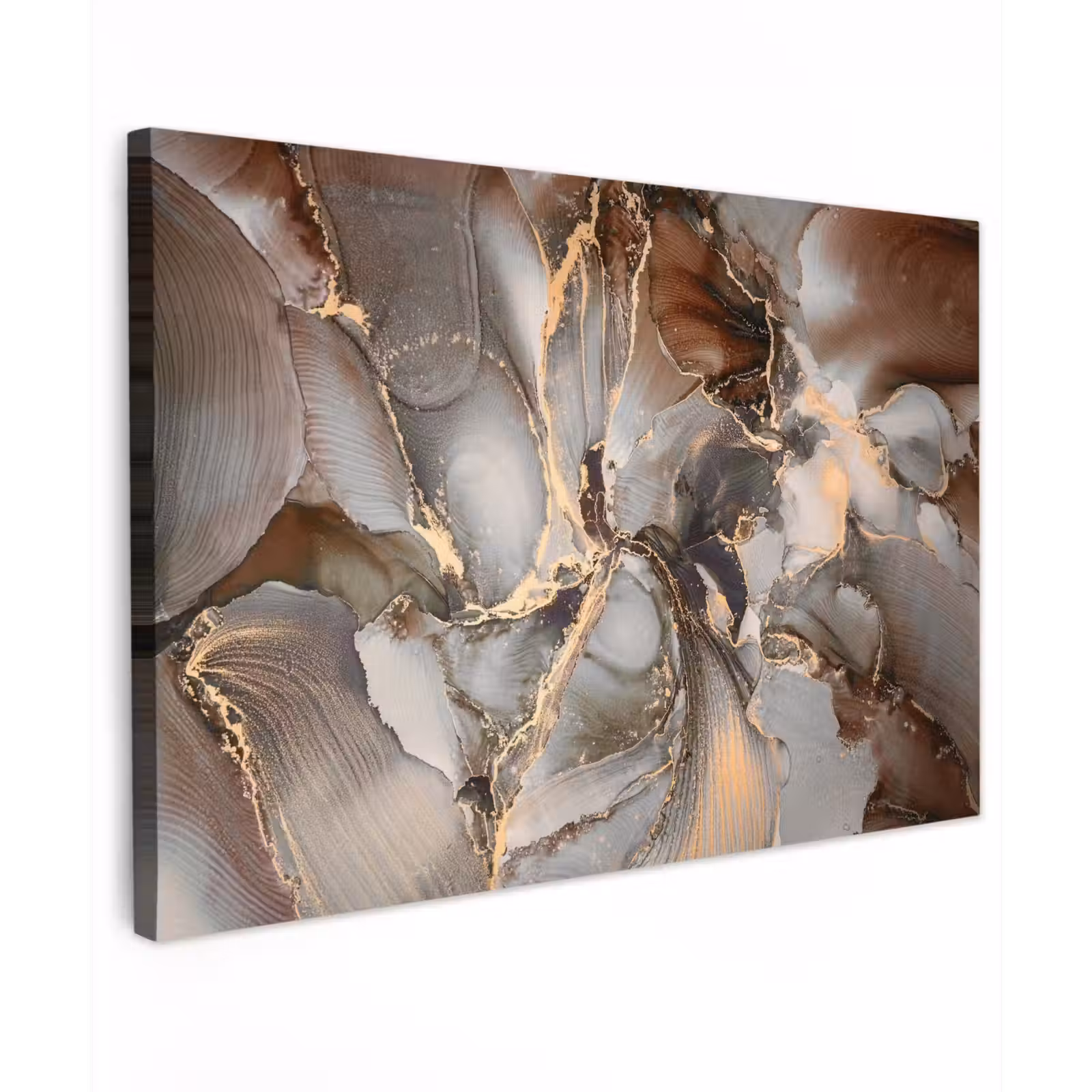 Canvas schilderij - Grijs - Goud - Marmer - Marmerlook — 1