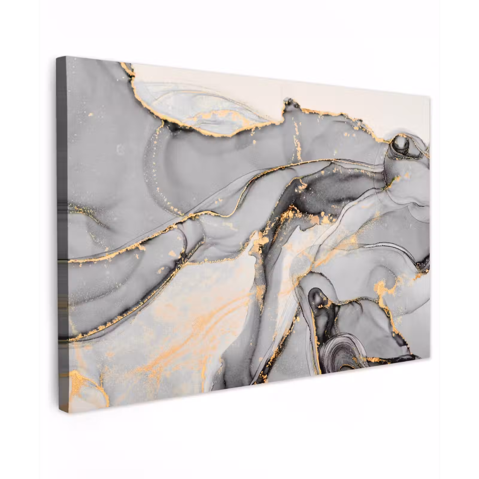 Canvas schilderij - Marmer - Goud - Grijs — 1