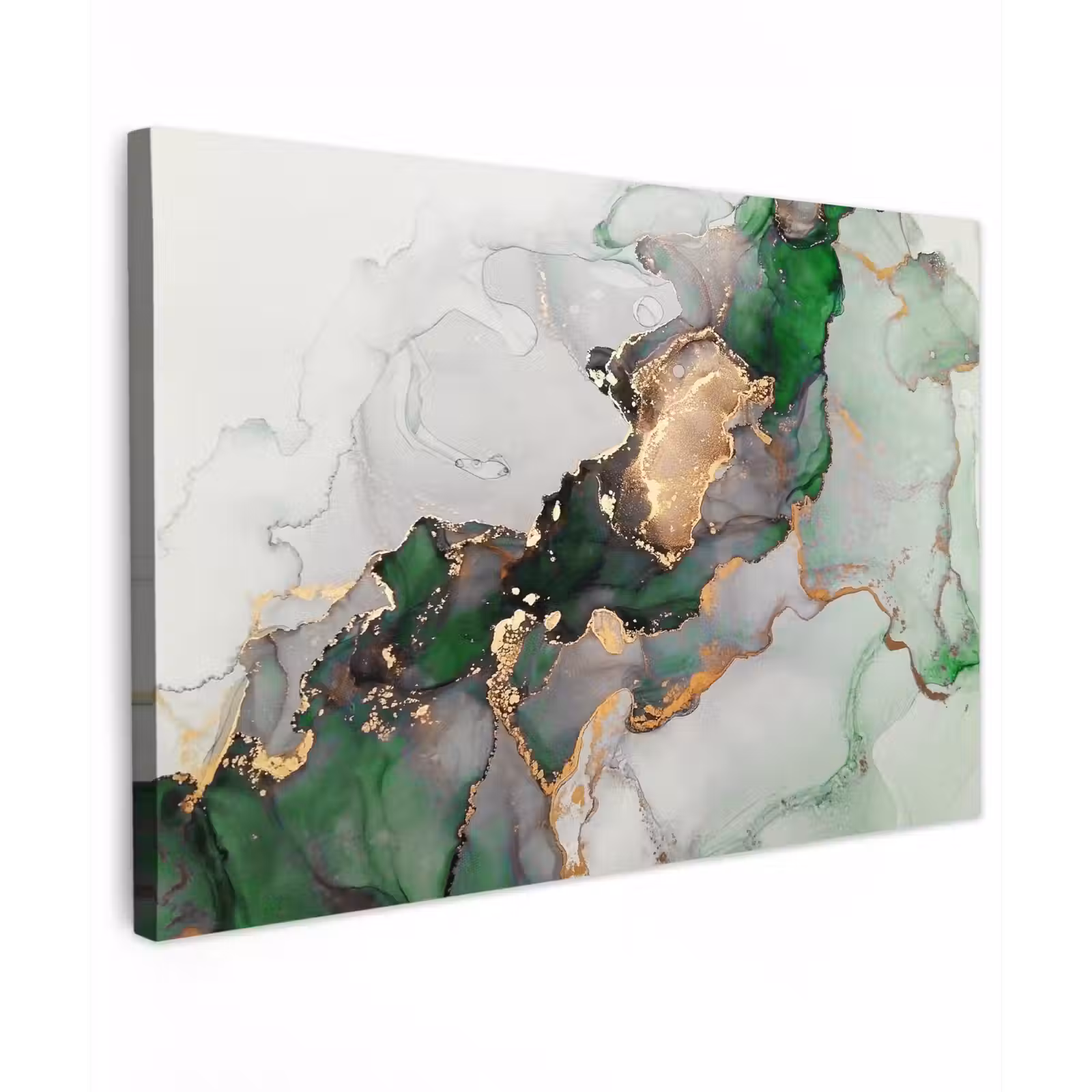Canvas schilderij - Marmer - Goud - Groen - Luxe — 1