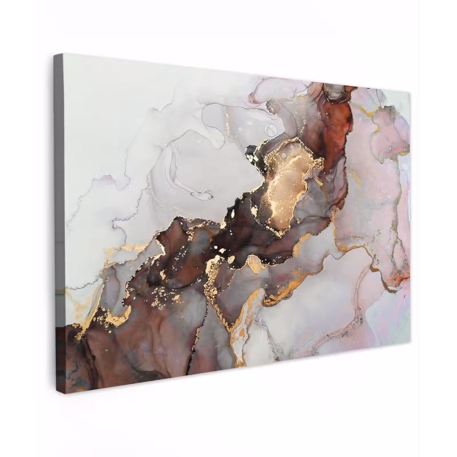 Canvas schilderij - Rood - Marmer - Goud — 1
