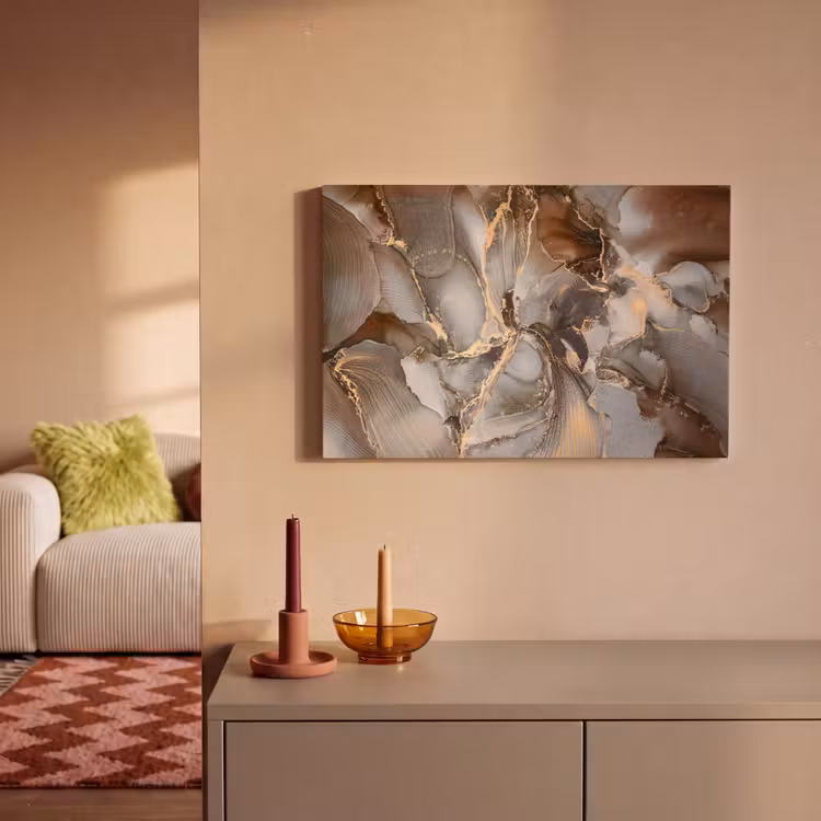 Canvas schilderij - Grijs - Goud - Marmer - Marmerlook — 2