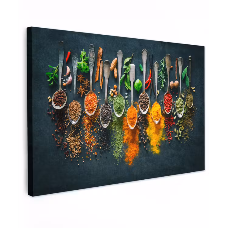 Canvas schilderij - Kruiden - Specerijen - Lepels — 1