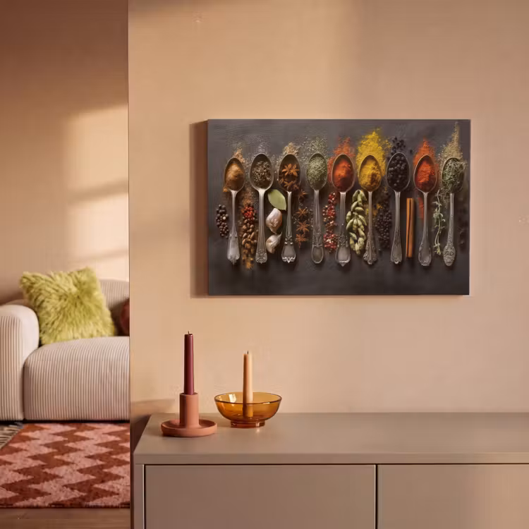 Canvas schilderij - Lepels - Specerijen - Kaneel - Chili — 2