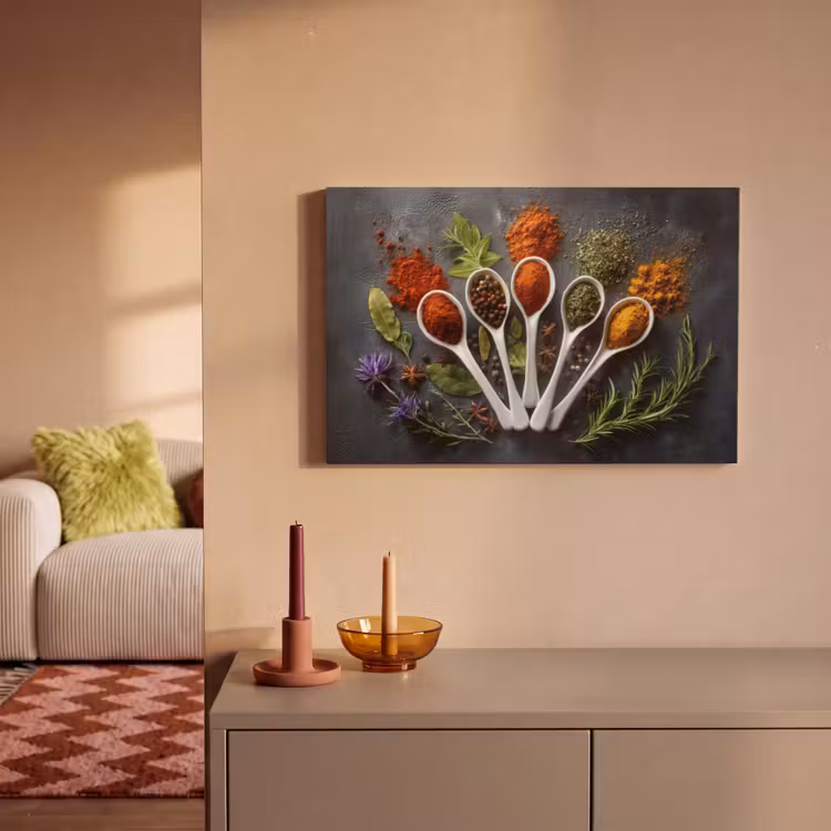Canvas schilderij - Lepels - Wit - Poeder - Kruiden — 2