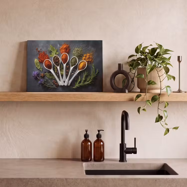 Canvas schilderij - Lepels - Wit - Poeder - Kruiden — 3