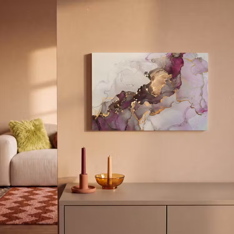 Canvas schilderij - Marmer - Abstract - Goud - Paars — 2