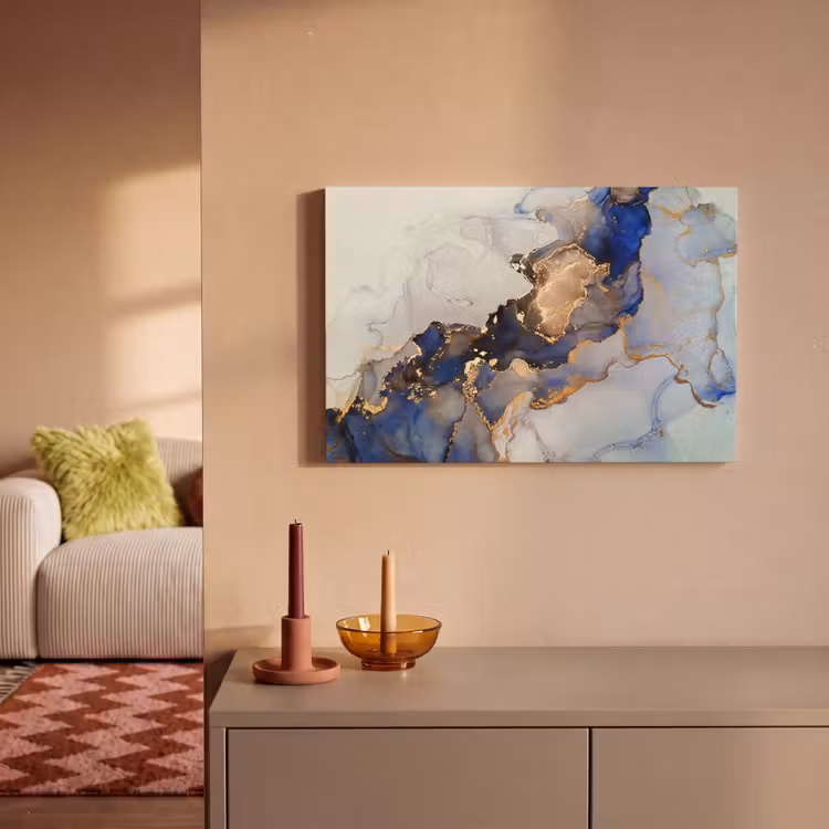 Canvas schilderij - Marmer - Blauw - Goud — 2