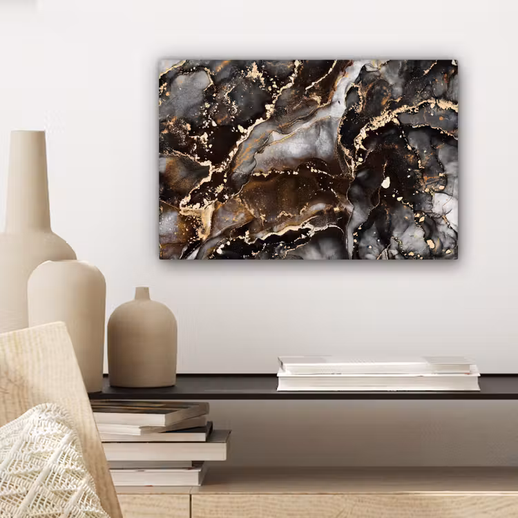 Canvas schilderij - Marmer - Goud - Glitter - Luxe — 5
