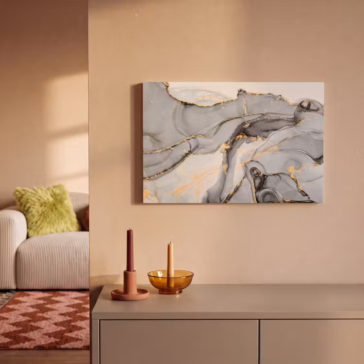 Canvas schilderij - Marmer - Goud - Grijs — 2