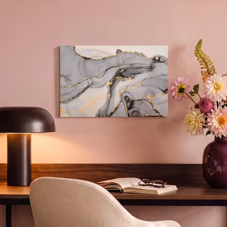 Canvas schilderij - Marmer - Goud - Grijs — 4