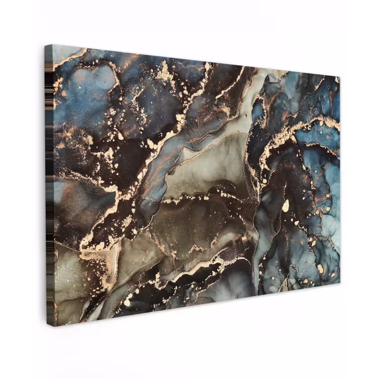 Canvas schilderij - Marmer - Goud - Groen — 1