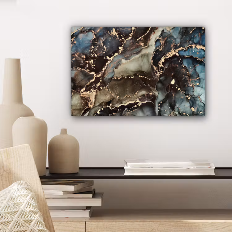 Canvas schilderij - Marmer - Goud - Groen — 5
