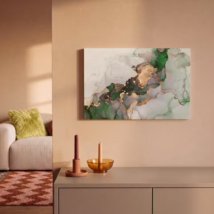 Canvas schilderij - Marmer - Goud - Groen - Luxe — 2