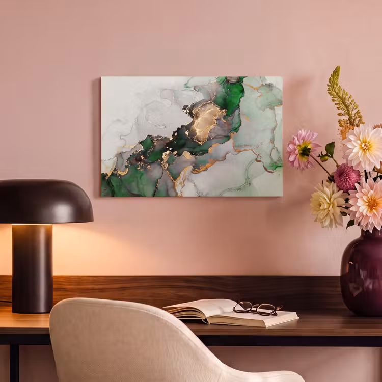 Canvas schilderij - Marmer - Goud - Groen - Luxe — 4